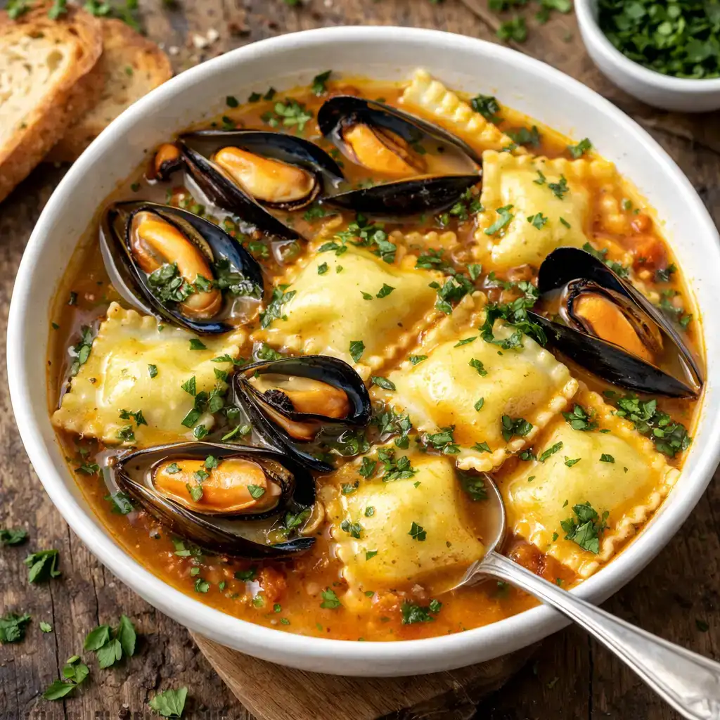 Soupe de moules et de ravioles du Dauphiné