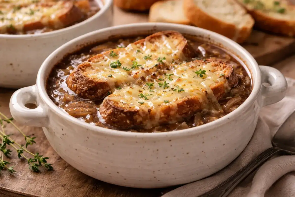 Soupe à l’oignon traditionnelle (gratinée)